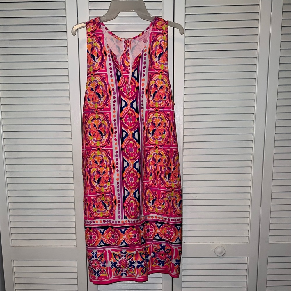 NWT LILLY PULITZER CARLOTTA STRETCH SHIFT DRESS, PINK FUSION ROCK HOUSE